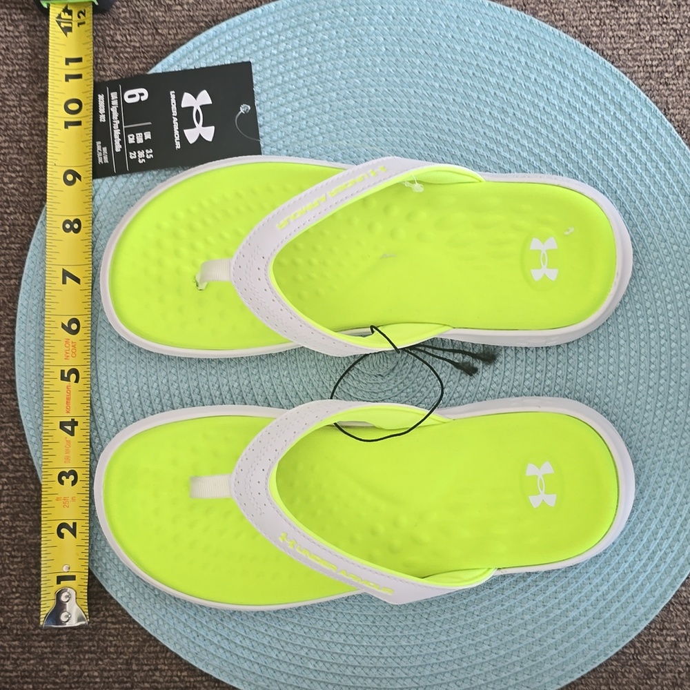 UNDER ARMOUR BRAND WOMEN'S FLORESCENT YELLOW FLIP-FLOPS SANDALS SIZE 6 - Picture 12 of 16
